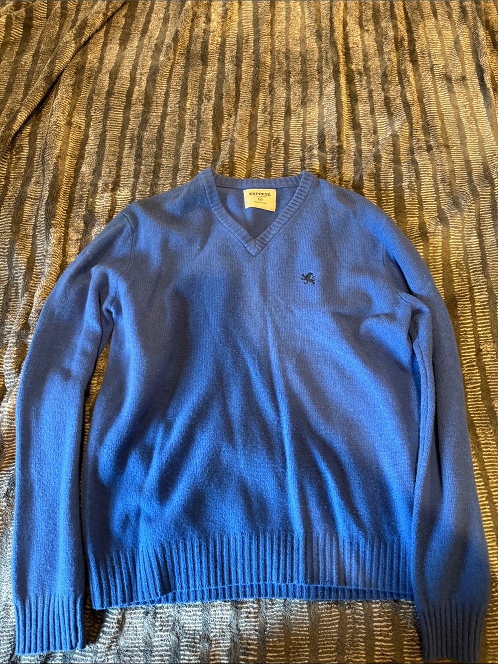 Express Men's V-Neck Sweater in Royal Blue
